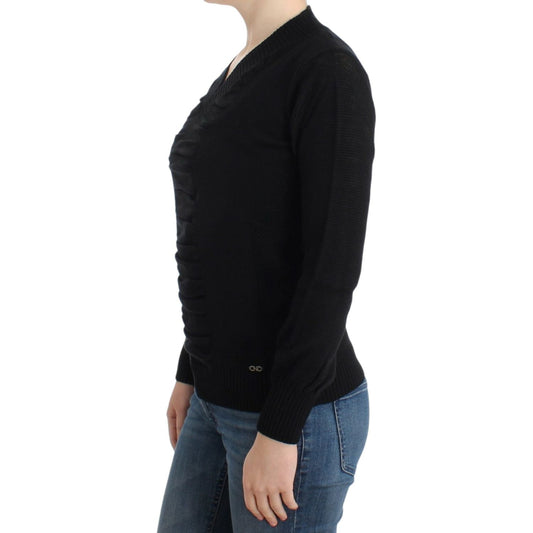 Costume National Elegant V-Neck Lightweight Sweater black-v-neck-wool-sweater