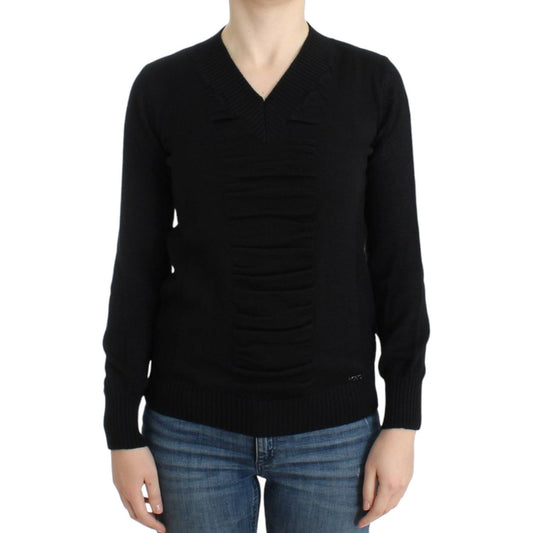 Costume National Elegant V-Neck Lightweight Sweater black-v-neck-wool-sweater