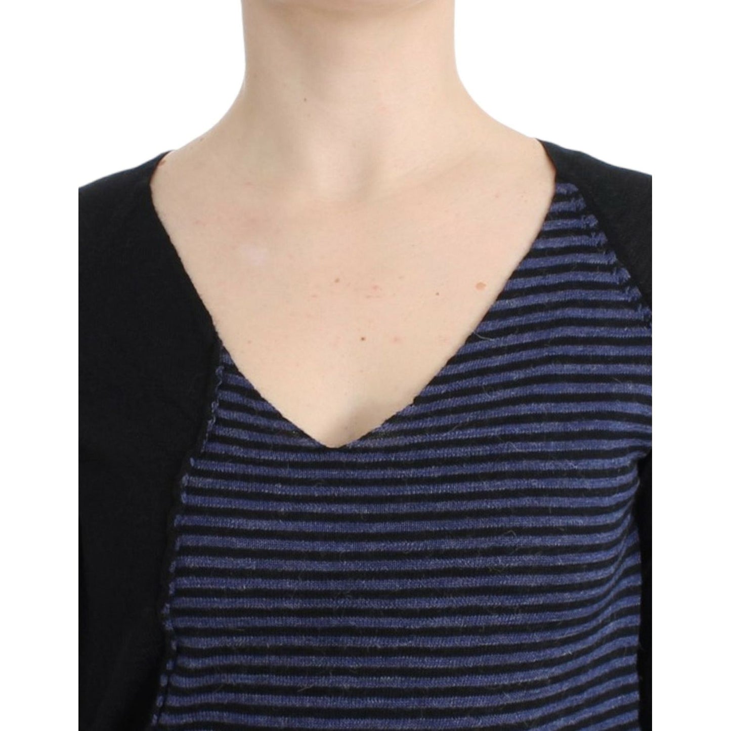 Costume National | Chic Striped V-Neck Wool Blend Sweater| McRichard Designer Brands   