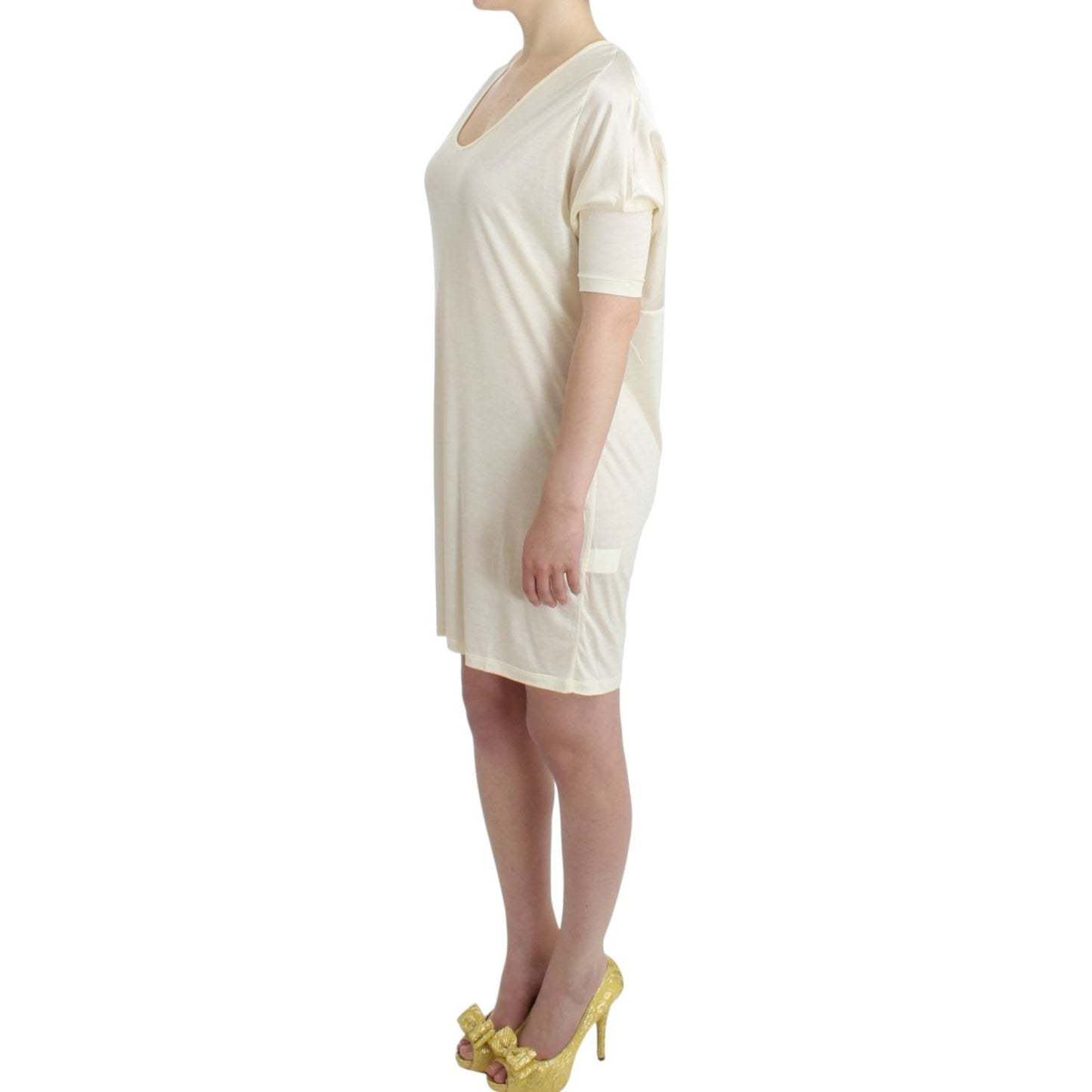 Costume National Chic White Modal Above-Knee Dress white-modal-tube-dress