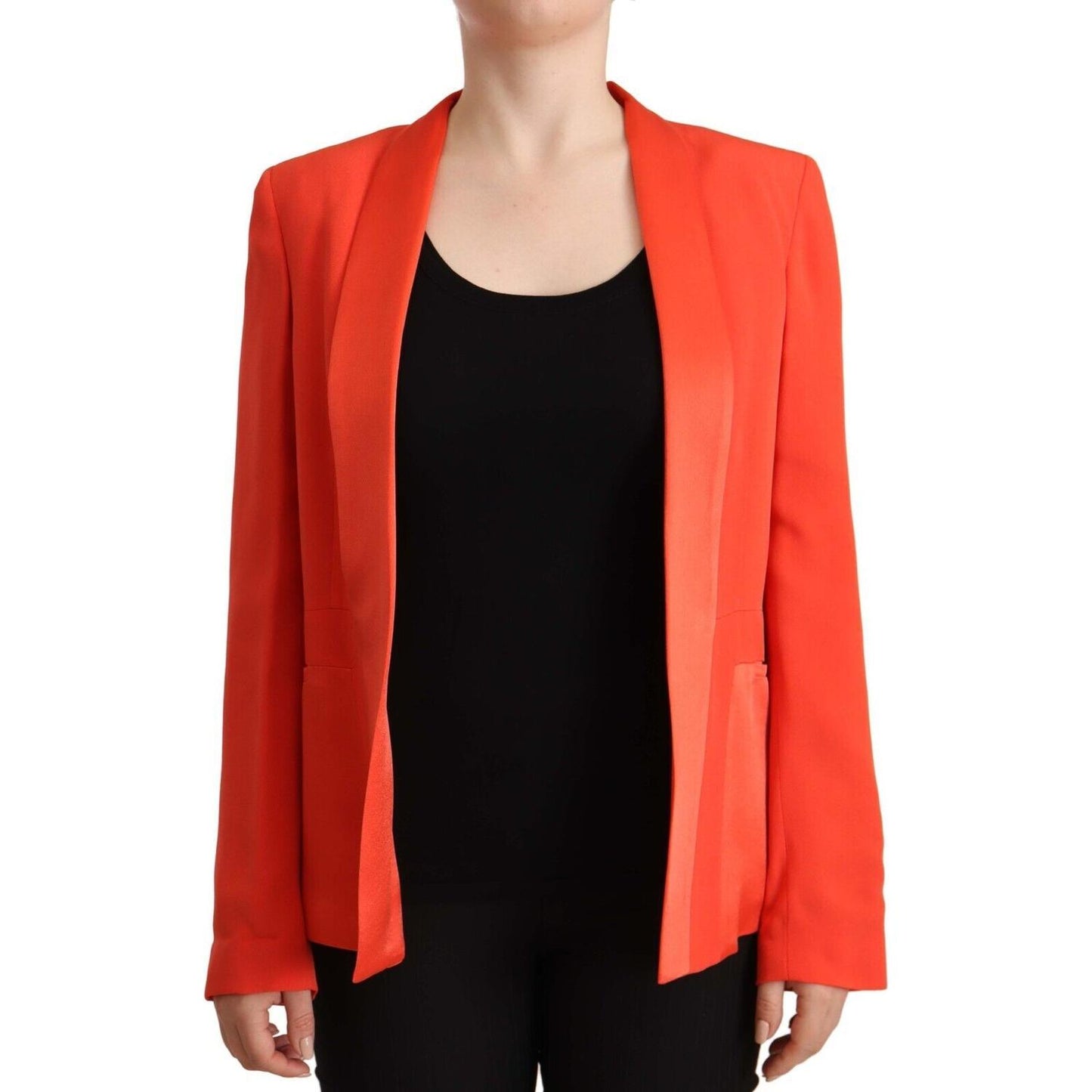 Elegant Orange Overcoat Long Sleeves Jacket