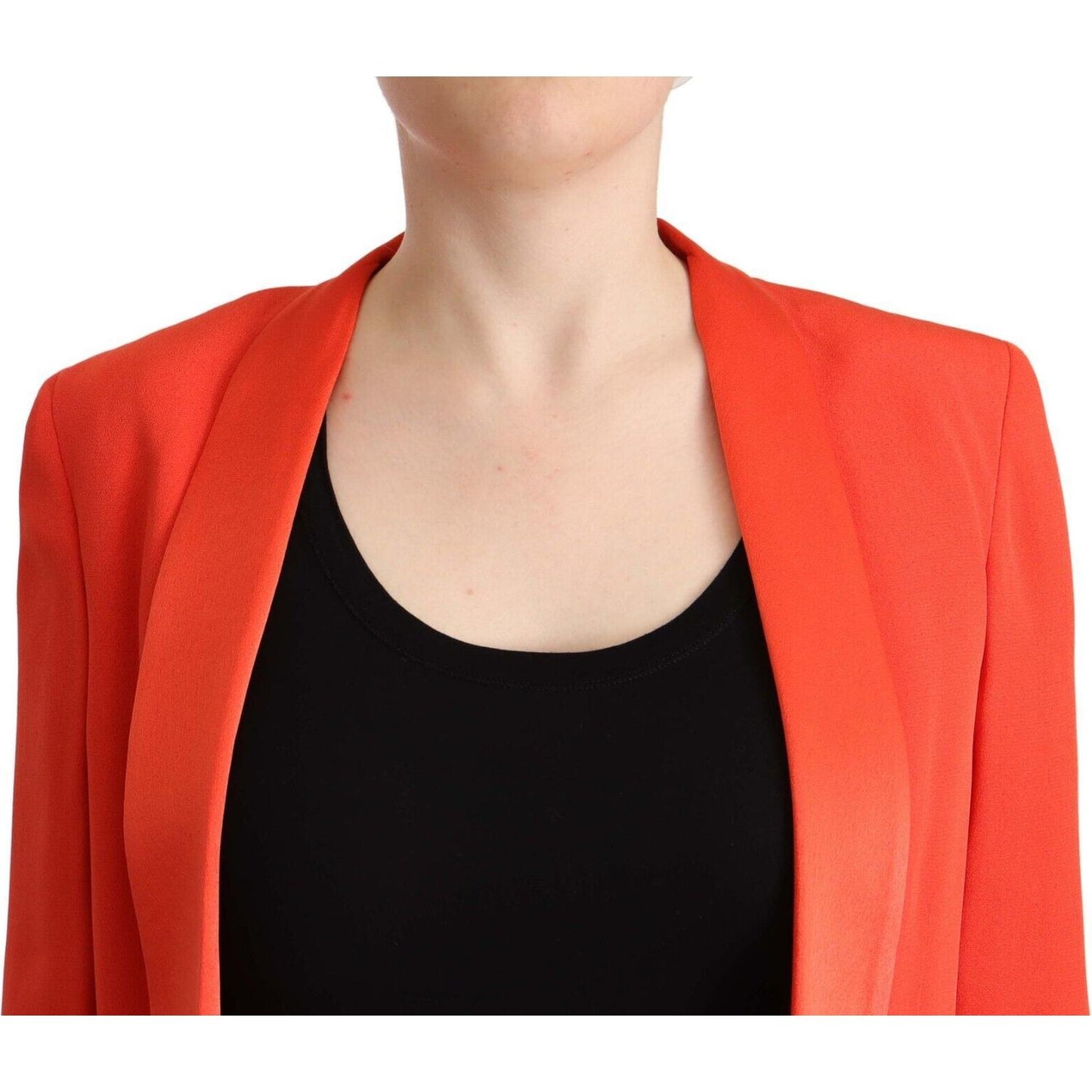 Elegant Orange Overcoat Long Sleeves Jacket