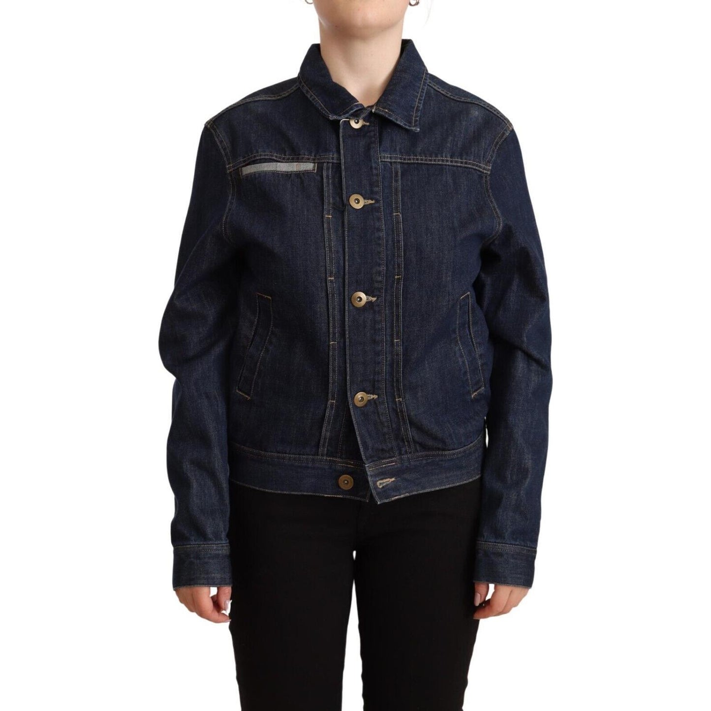 Elegant Dark Blue Denim Jacket