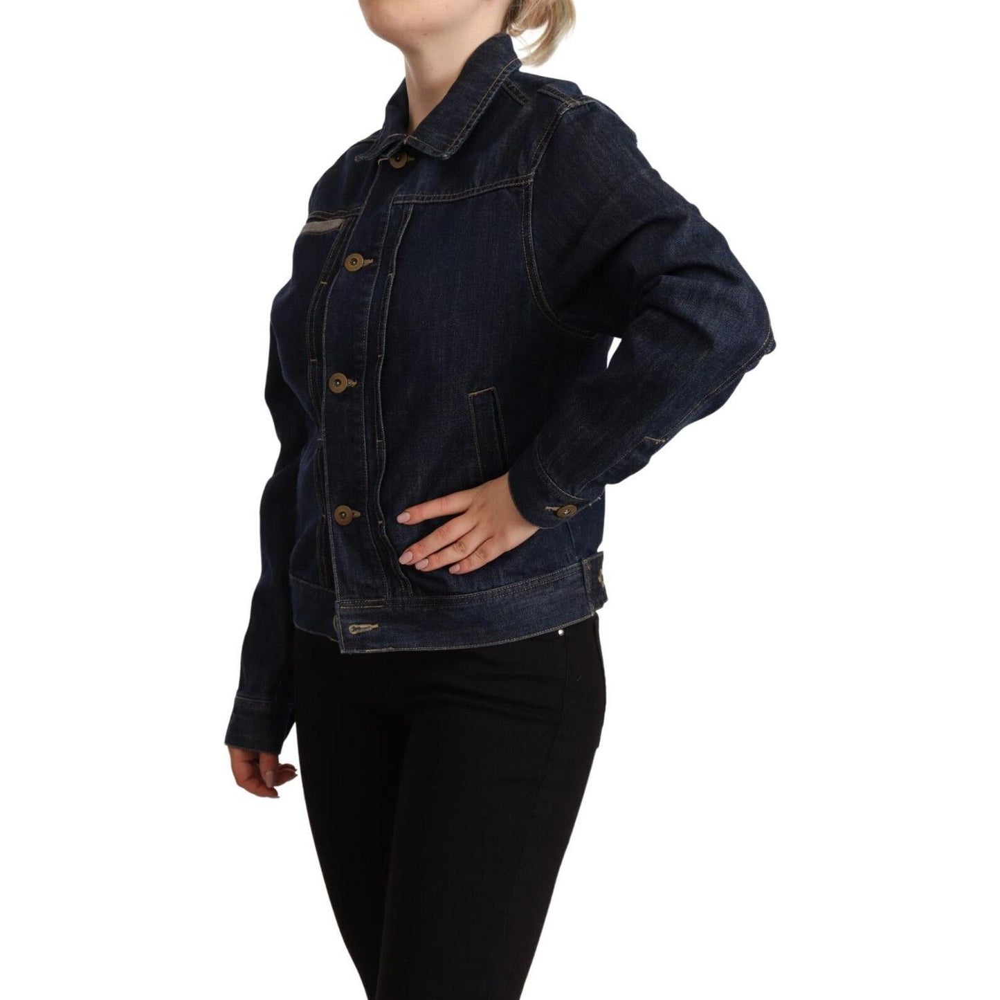 Elegant Dark Blue Denim Jacket