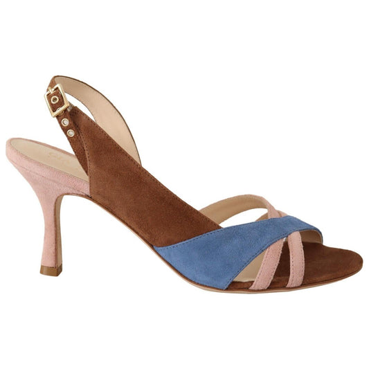 Chic Multicolor Suede Slingback Heel Sandals GIA COUTURE