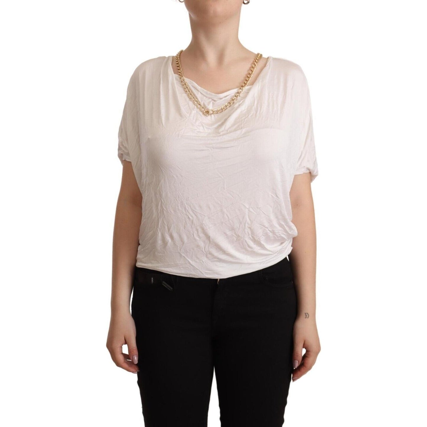 Elegant White Gold Chain T-Shirt Top