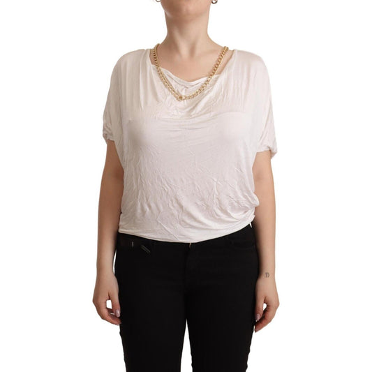 Elegant White Gold Chain T-Shirt Top Guess By Marciano