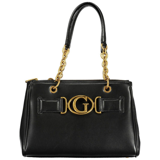 Chic Black Contrasting Detail Dual-Handle Bag