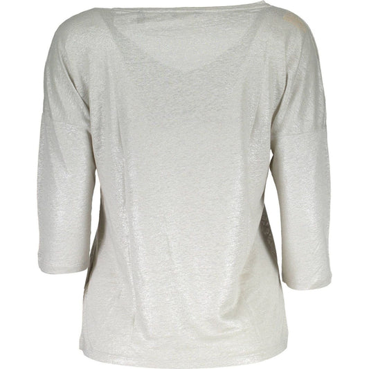 Gant Elegant Gray V-Neck Sweater with 3/4 Sleeves Gant