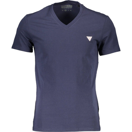 Sleek V-Neck Slim Fit Blue Tee