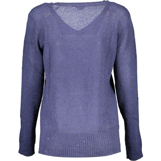 Chic V-Neck Logo Sweater in Blue