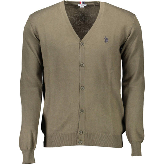 U.S. POLO ASSN. V-Neck Cotton Cashmere Cardigan in Green U.S. POLO ASSN.