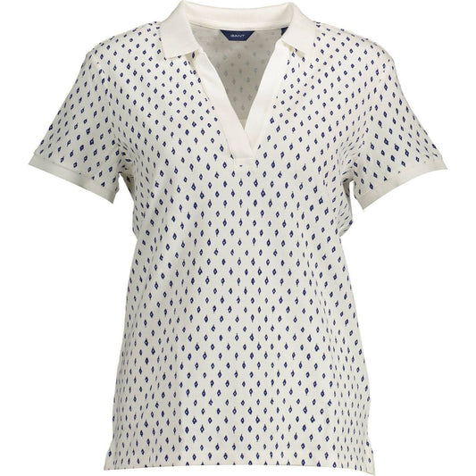 Chic White Short-Sleeved V-Neck Polo