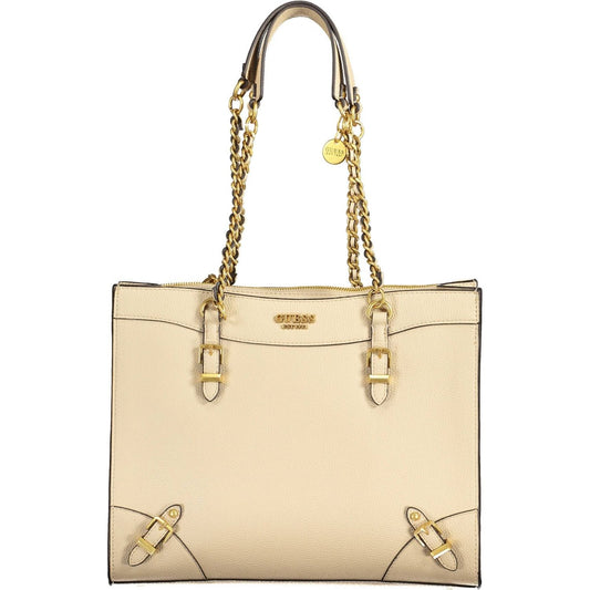 Guess Jeans Beige Chain-Link Shoulder Handbag Guess Jeans