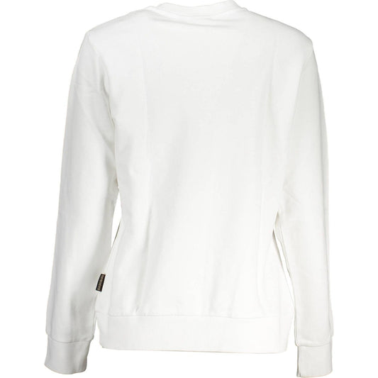 Elegant White Cotton Crew Neck Sweatshirt