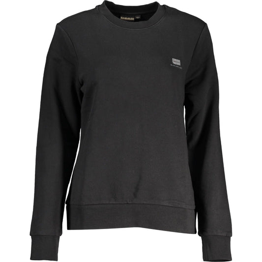 Elegant Black Cotton Crew Neck Sweater