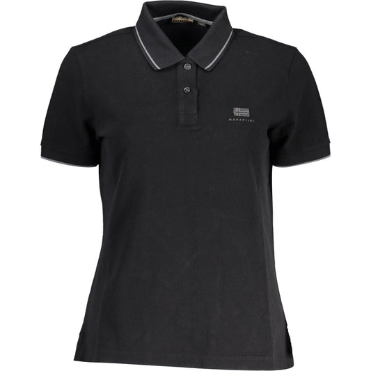 Elegant Short-Sleeved Black Polo with Embroidery