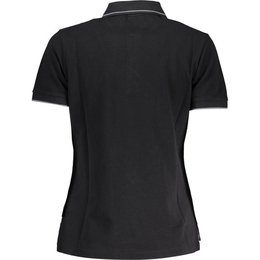 Elegant Short-Sleeved Black Polo with Embroidery