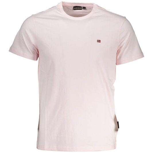 Napapijri Elegant Pink Embroidered Tee for Men Napapijri