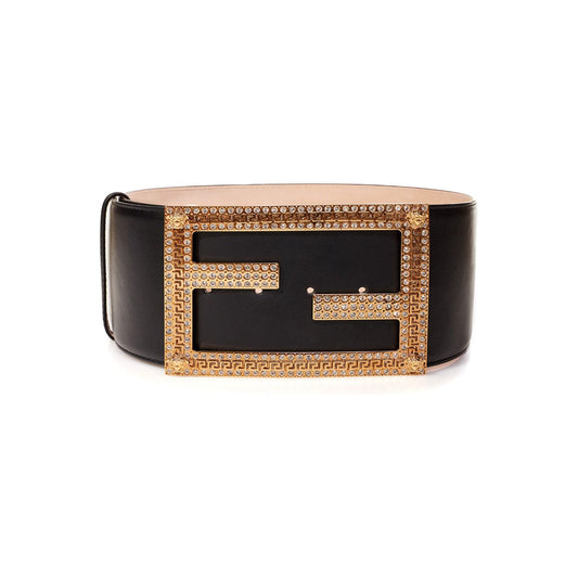 Fendace | Elegant Crystal-Studded Leather Belt| McRichard Designer Brands   