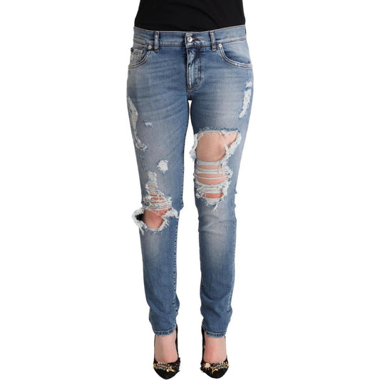 Chic Distressed Denim Skinny Jeans