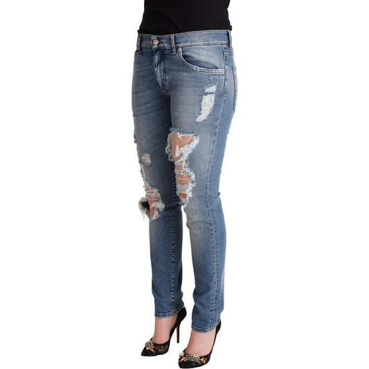 Chic Distressed Denim Skinny Jeans