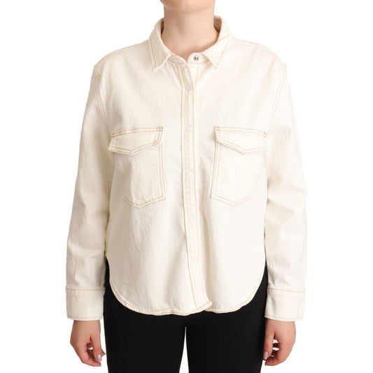 Elegant White Long Sleeve Collared Polo Top Levi's