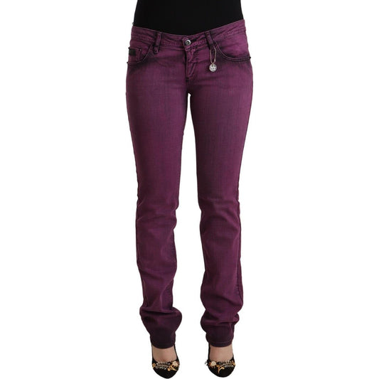 Elegant Purple Slim Fit Denim Jeans Costume National