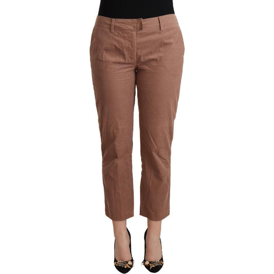 Costume National Brown Cotton Tapered Cropped Pants Costume National