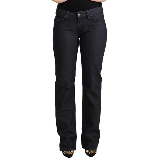 Chic Dark Blue Low Waist Straight Denim