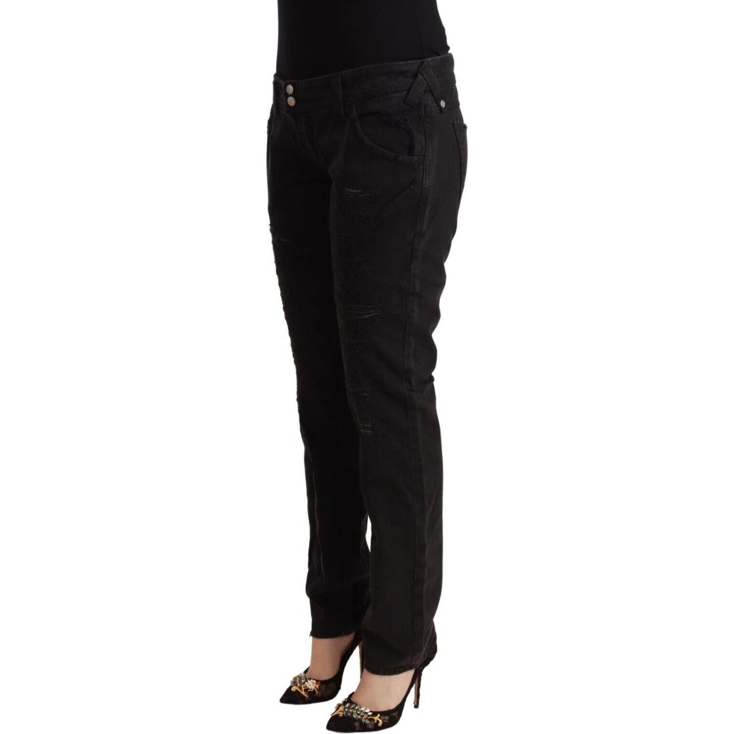 Chic Low Waist Black Slim Fit Jeans