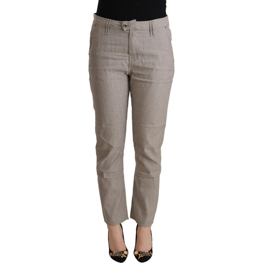 Elegant Light Grey Tapered Linen Pants