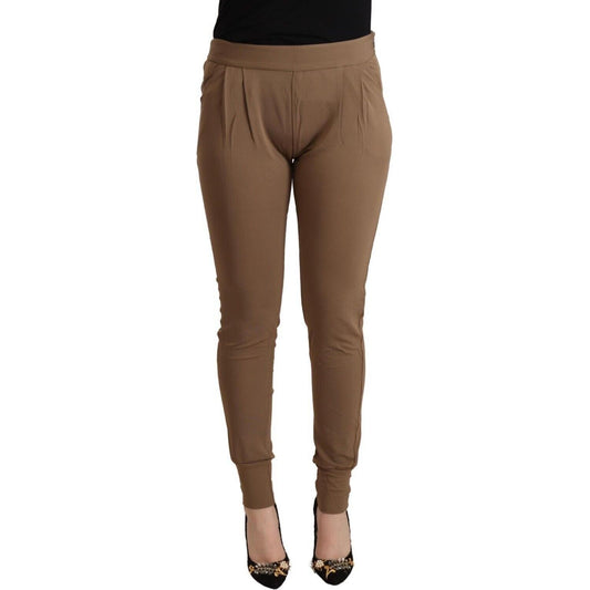 Chic Brown Mid Waist Tapered Pants