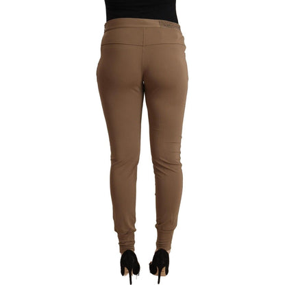 Scervino Street Brown Viscose Mid Waist Slim Tapered Pants