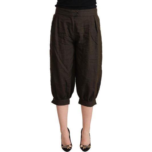 Chic Cropped Harem Pants in Luxe Brown Blend