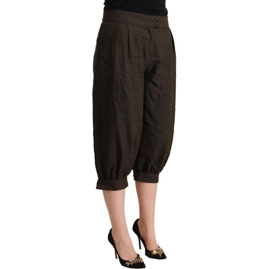 Chic Cropped Harem Pants in Luxe Brown Blend GF Ferre