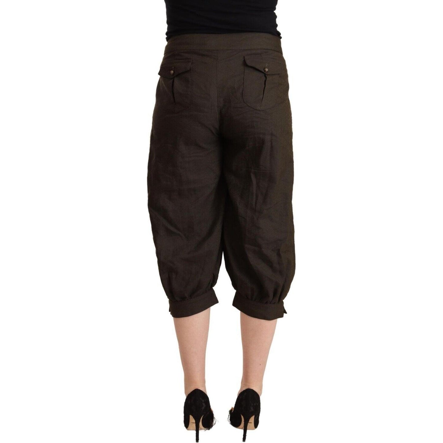 Chic Cropped Harem Pants in Luxe Brown Blend