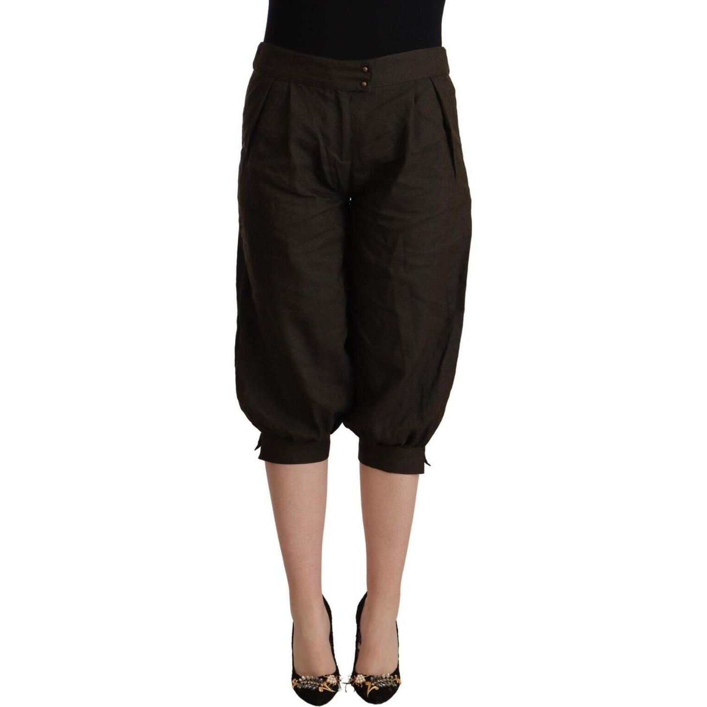 Elegant Brown Cropped Harem Pants