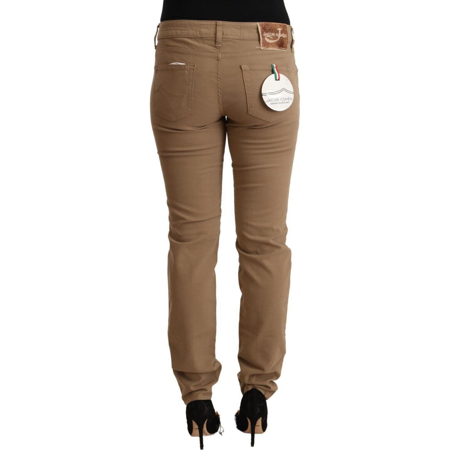 Elegant Brown Mid Waist Skinny Pants