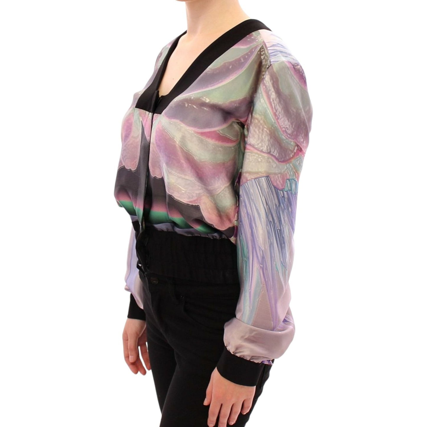 Sergei Grinko Multicolor Silk Blouse Jacket Coats & Jackets multicolor-silk-blouse-jacket