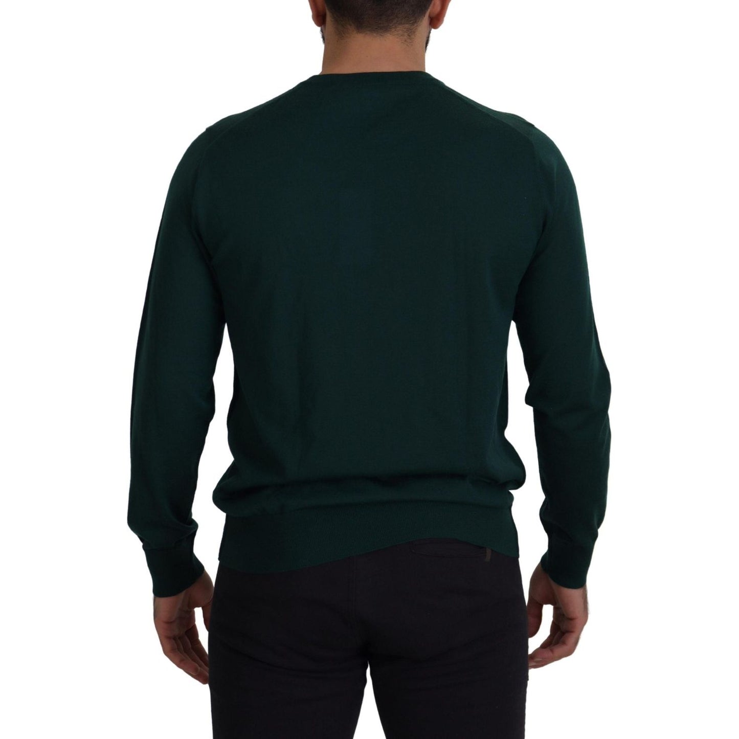 Elegant Green Crewneck Cashmere Sweater