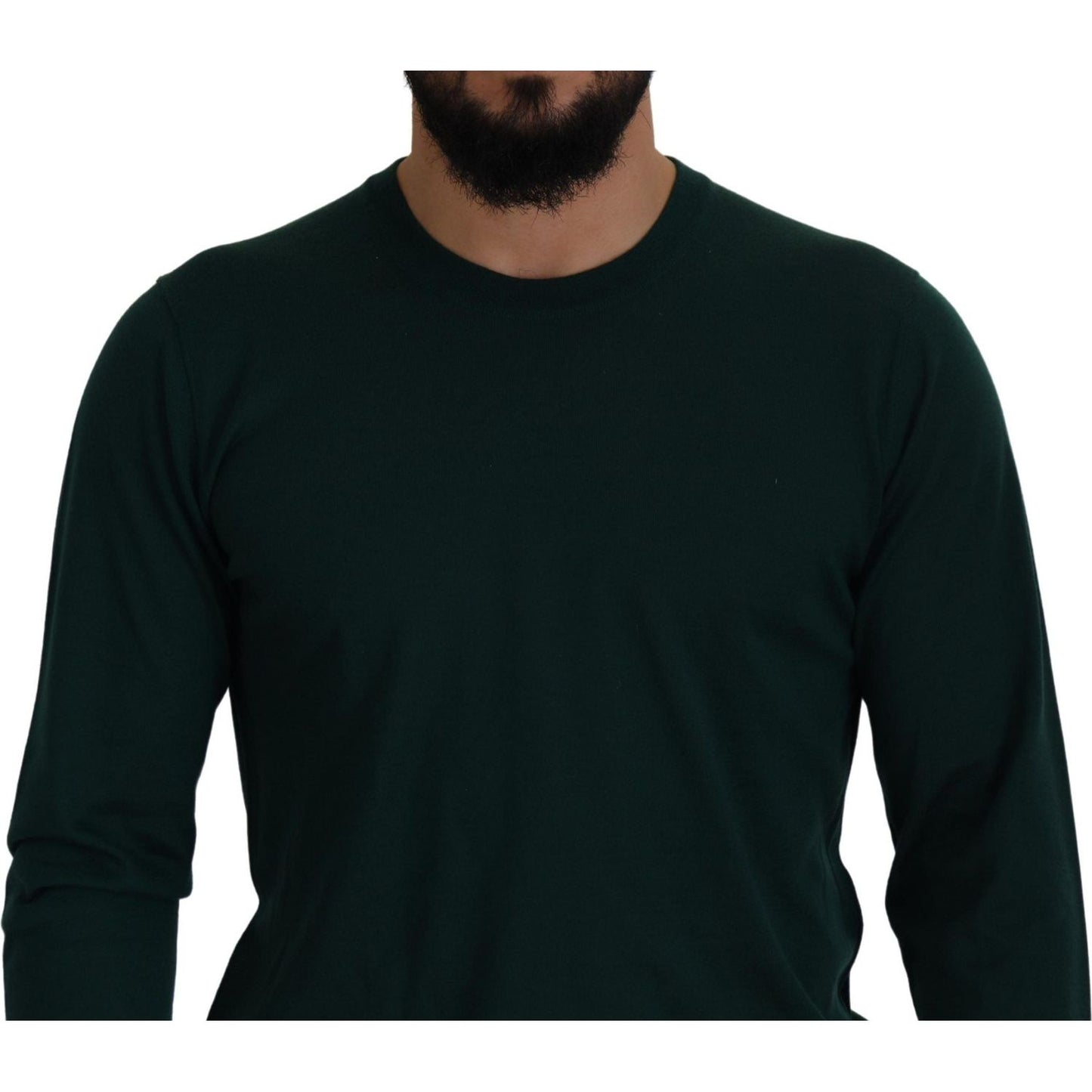 Elegant Green Crewneck Cashmere Sweater