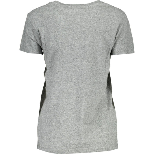 Chic Gray Printed Logo Cotton Tee for Women