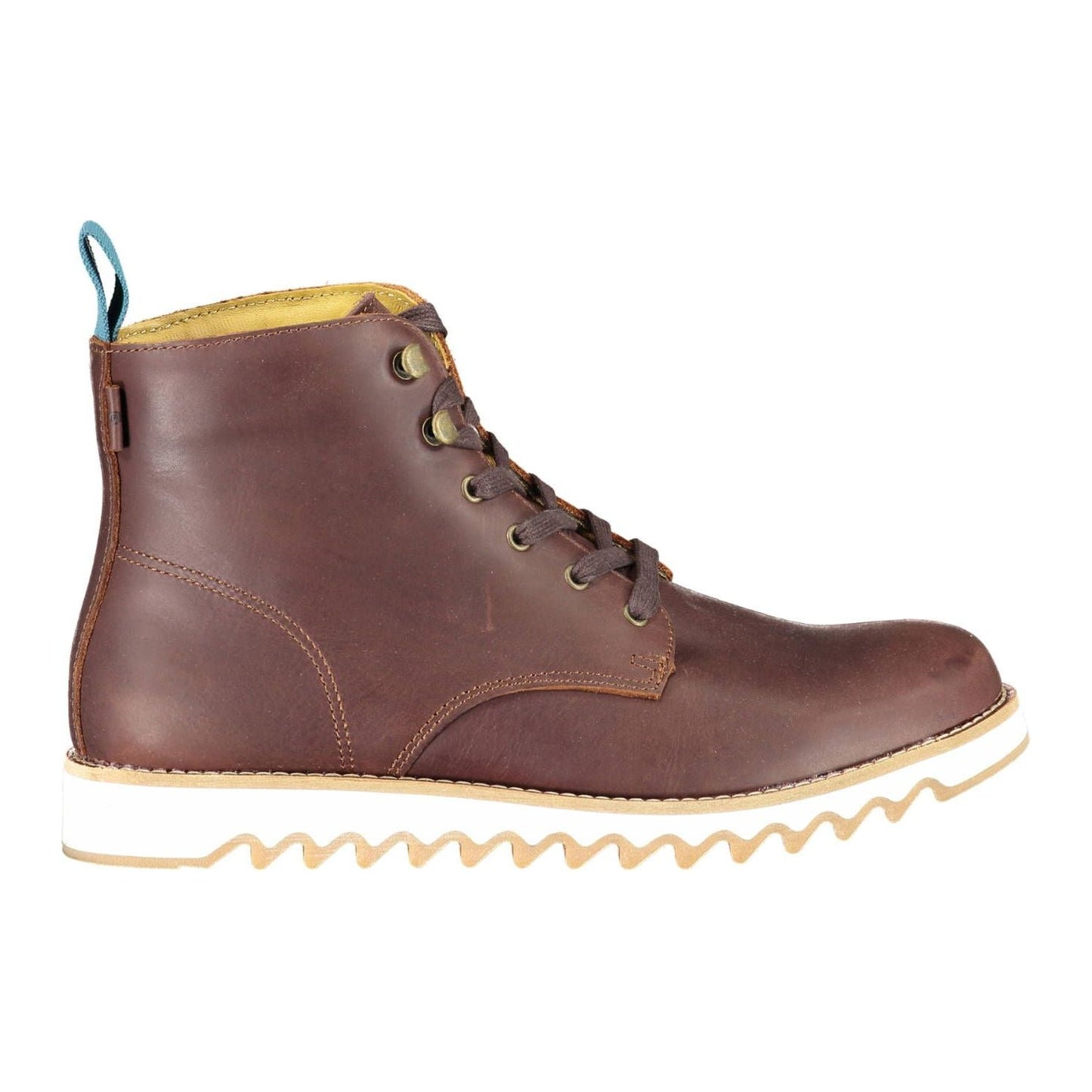 Elevated Brown Ankle Lace-Up Boots with Contrasting Sole