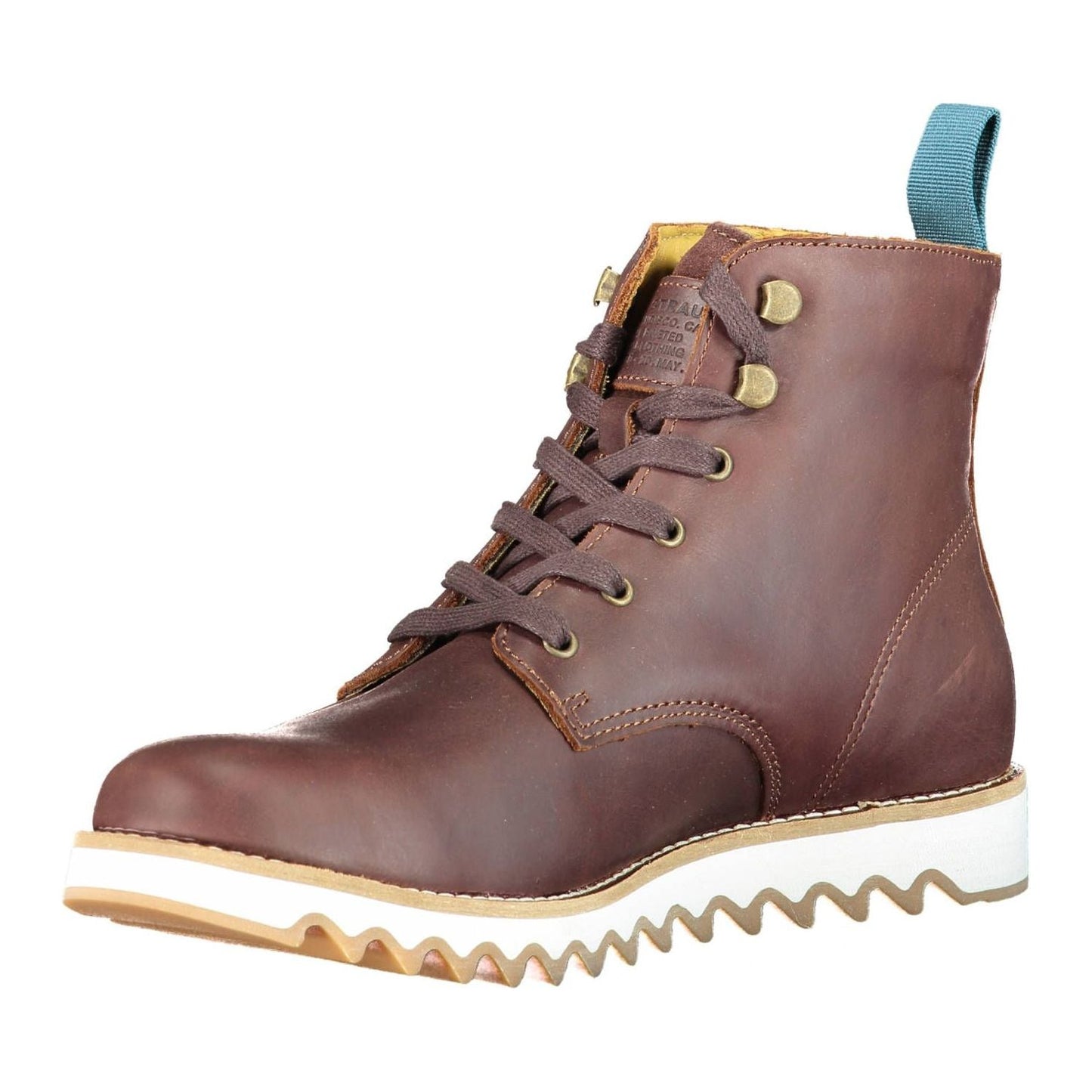 Elevated Brown Ankle Lace-Up Boots with Contrasting Sole