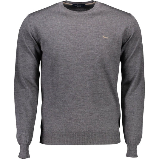 Elegant Gray Wool Sweater with Classic Logo