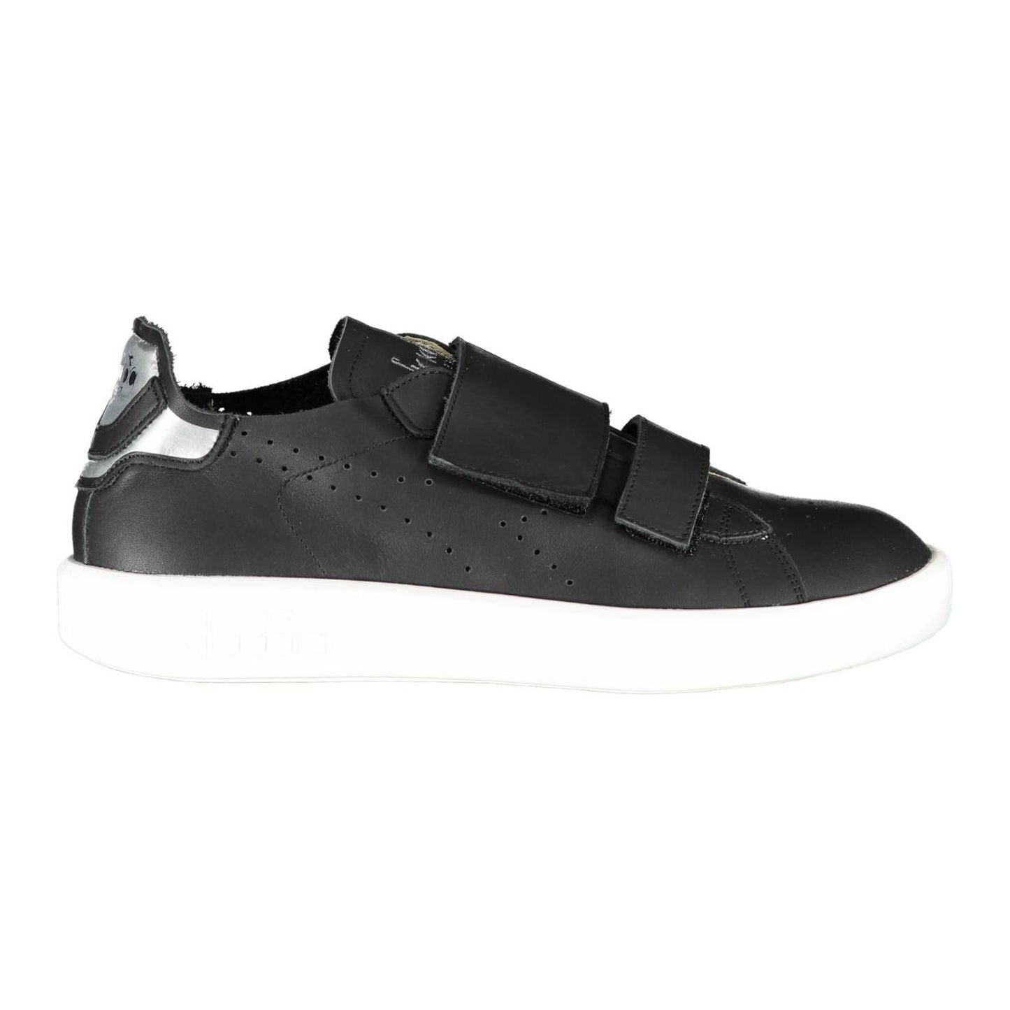 Sleek Black Leather Sneakers with Contrast Details