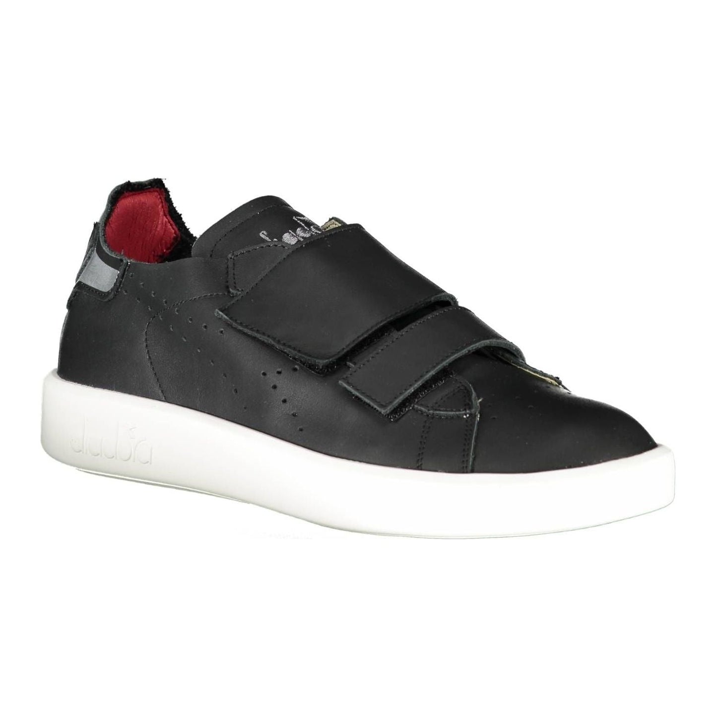 Sleek Black Leather Sneakers with Contrast Details