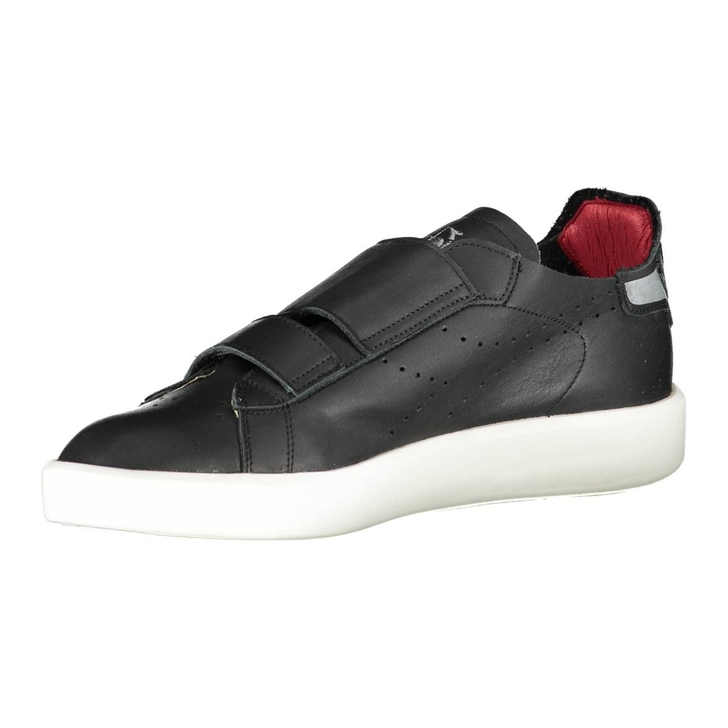 Sleek Black Leather Sneakers with Contrast Details