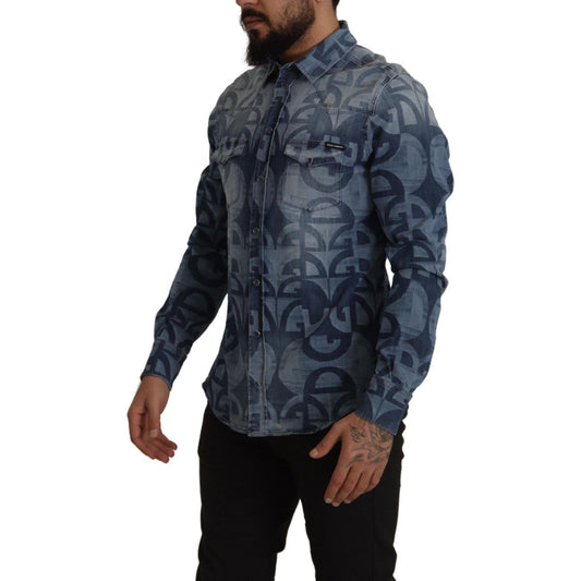 Elegant Slim Fit Casual Blue Men's Shirt Dolce & Gabbana